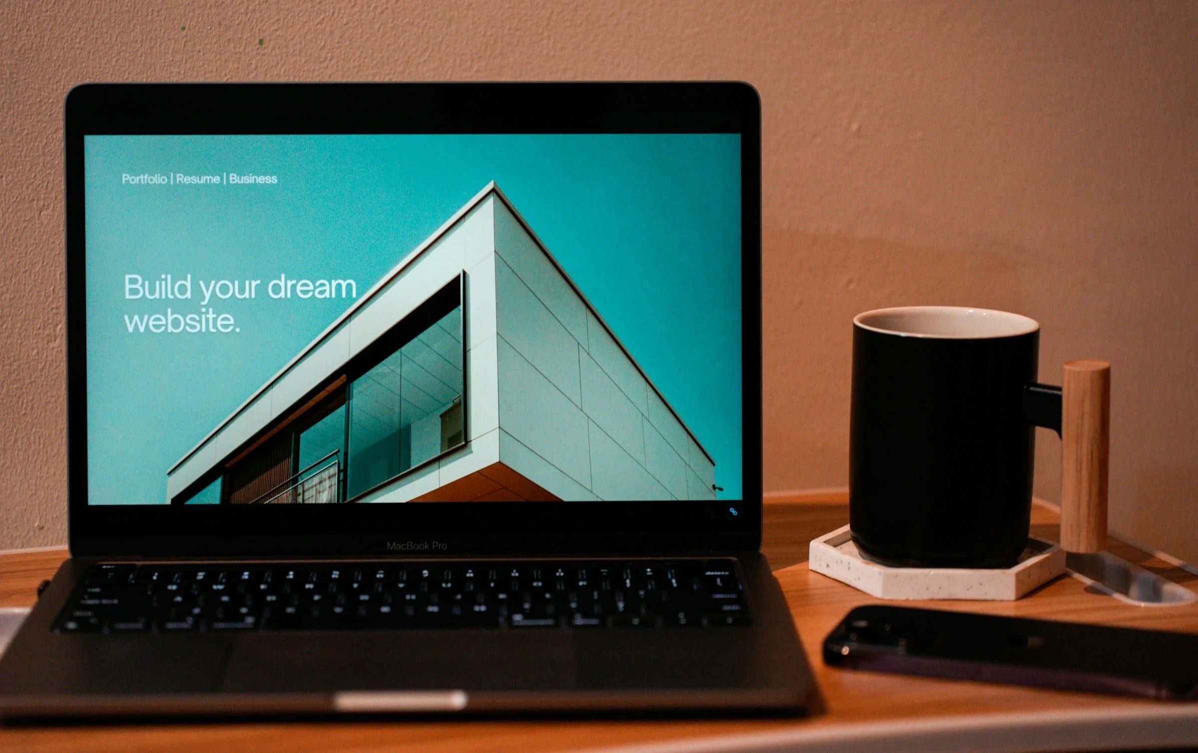 Laptop on a wooden desk